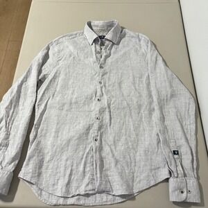 Stone Rose Mens Linen Blend Button‎ Down Shirt Gray Size Small (2 )Long Sleeve
